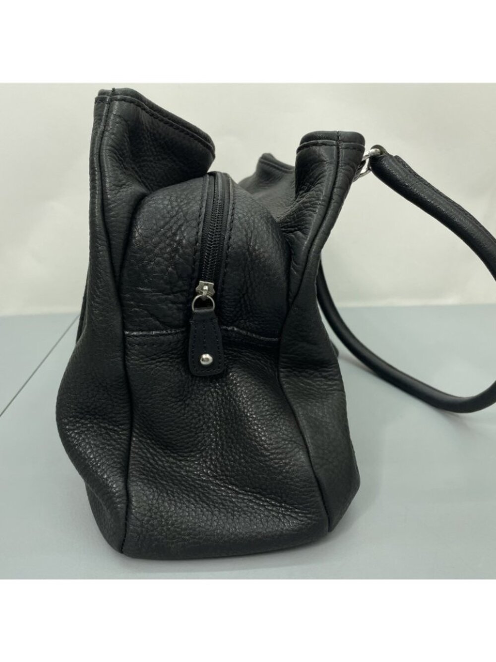 Fossil Satchel Shoulder Bag Tote 3 Compartment Supple Soft Pebbled Leather Black - Picture 9 of 15